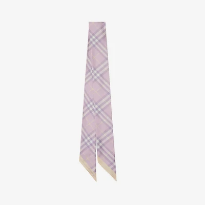 Skinny Contrast Check Silk Scarf in Dawn/drizzle | Burberry® Official
