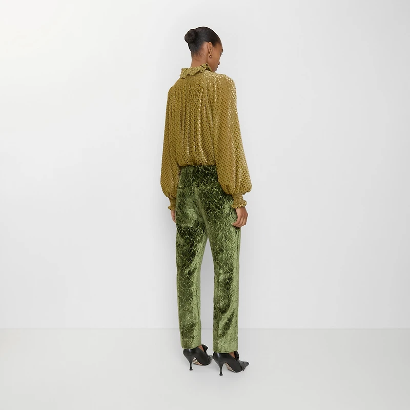 Baroque Velvet Tailored Trousers in Green - Women | Burberry® Official