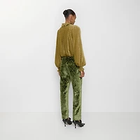 Baroque Velvet Tailored Trousers in Green - Women | Burberry® Official
