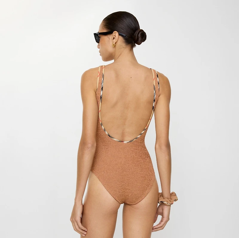 Faye Swimsuit in Metallic cocoa - Women, Nylon | Burberry® Official