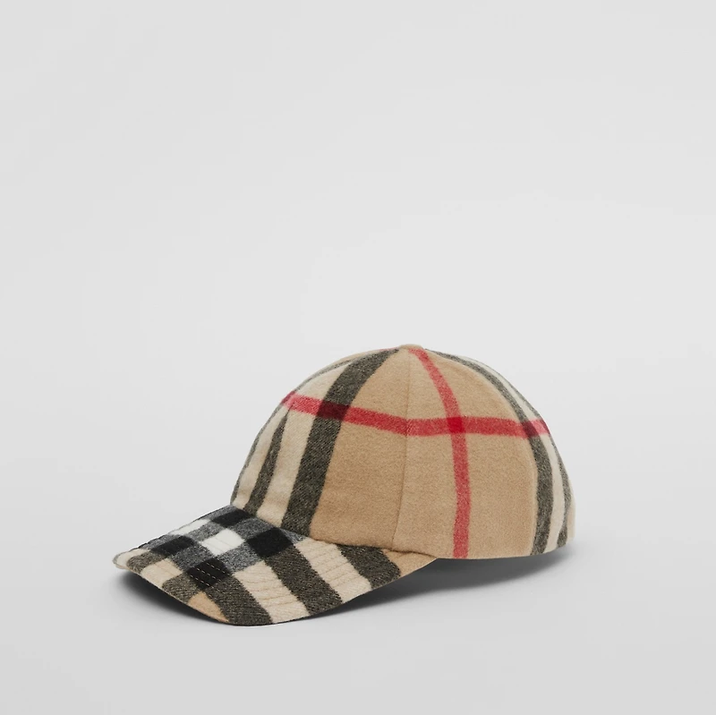 Exaggerated Check Wool Baseball Cap in Archive beige - Men | Burberry® Official