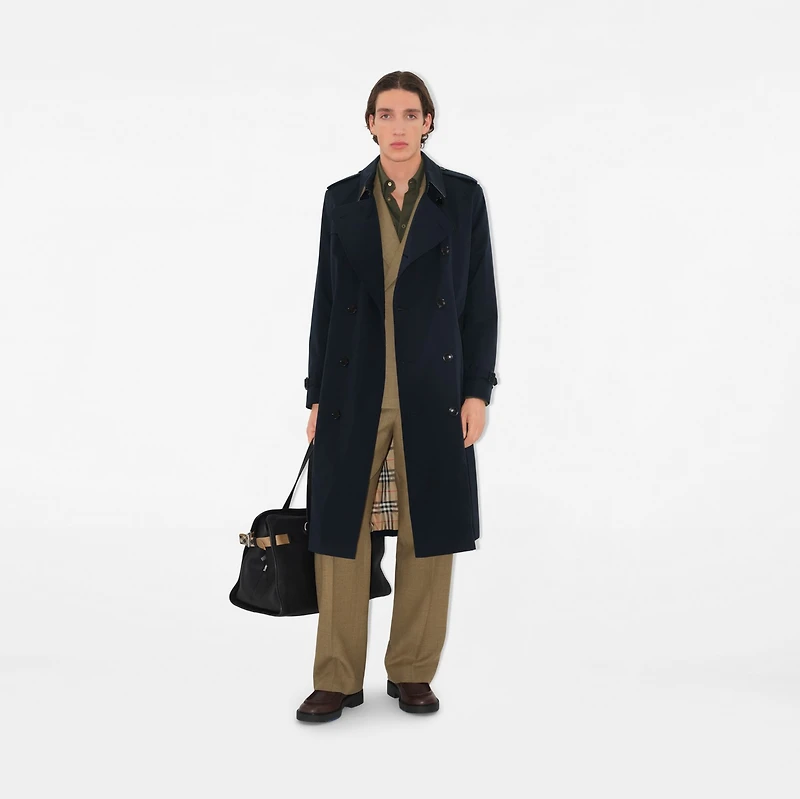 Long Kensington Heritage Trench Coat in Coal blue - Men, Cotton Gabardine | Burberry® Official