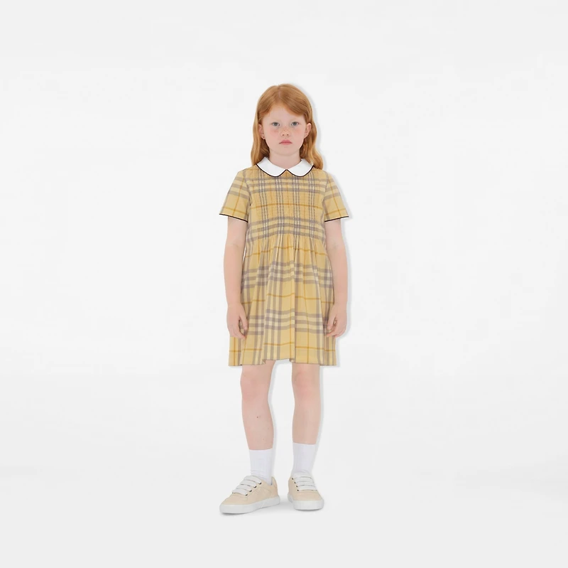 Check Cotton Dress in Drum | Burberry® Official