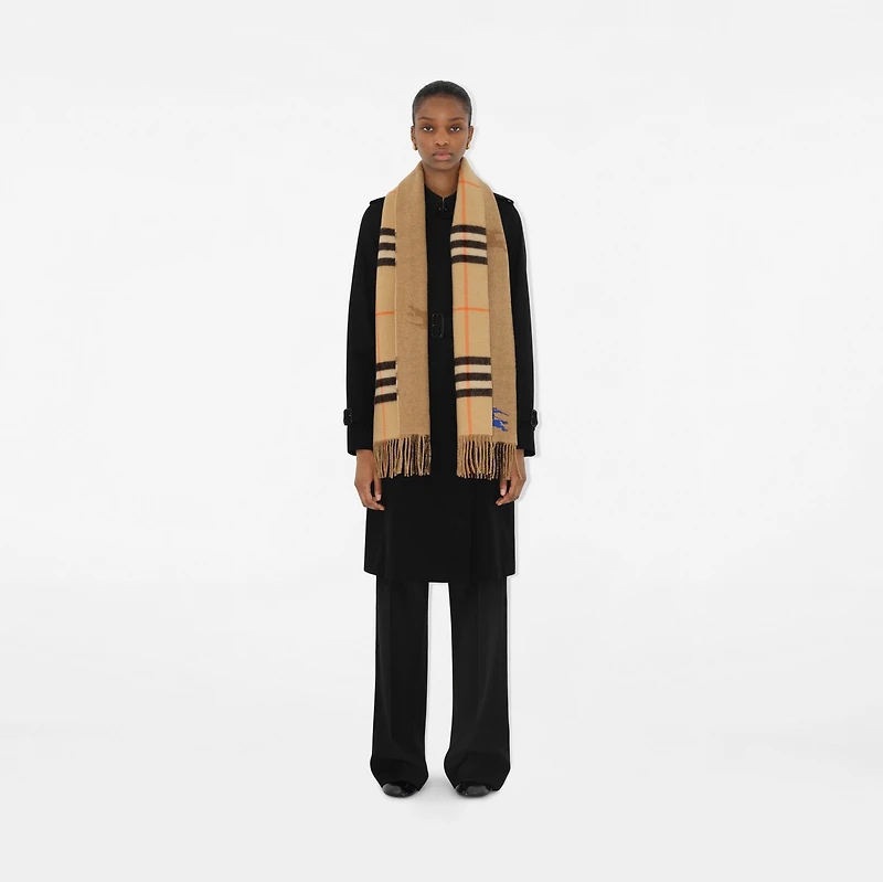 Reversible EKD Check Cashmere Scarf in Sand | Burberry® Official