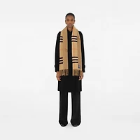 Reversible EKD Check Cashmere Scarf in Sand | Burberry® Official