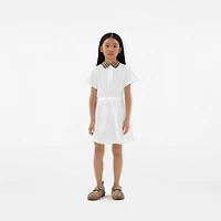 Check Collar Cotton Polo Shirt Dress in White | Burberry® Official