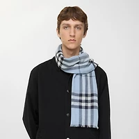 Wide Check Wool Scarf in Bank blue | Burberry® Official