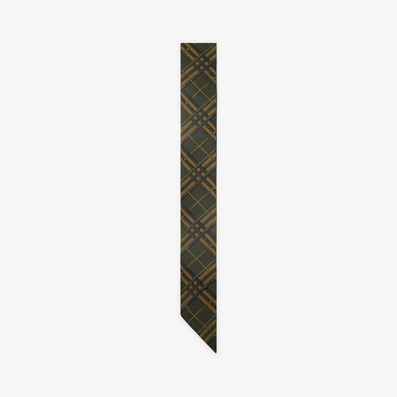 Skinny Reversible Etched Knight Silk Scarf in Moat green | Burberry® Official