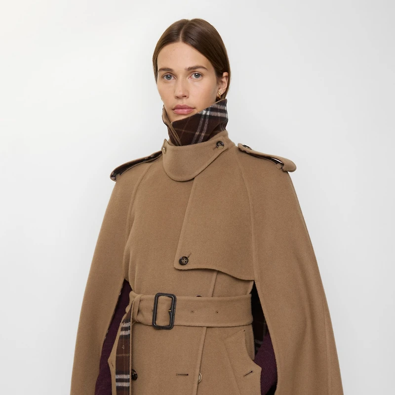 Wool Belmont Trench Cape in Camel brown/treacle brown - Women | Burberry® Official