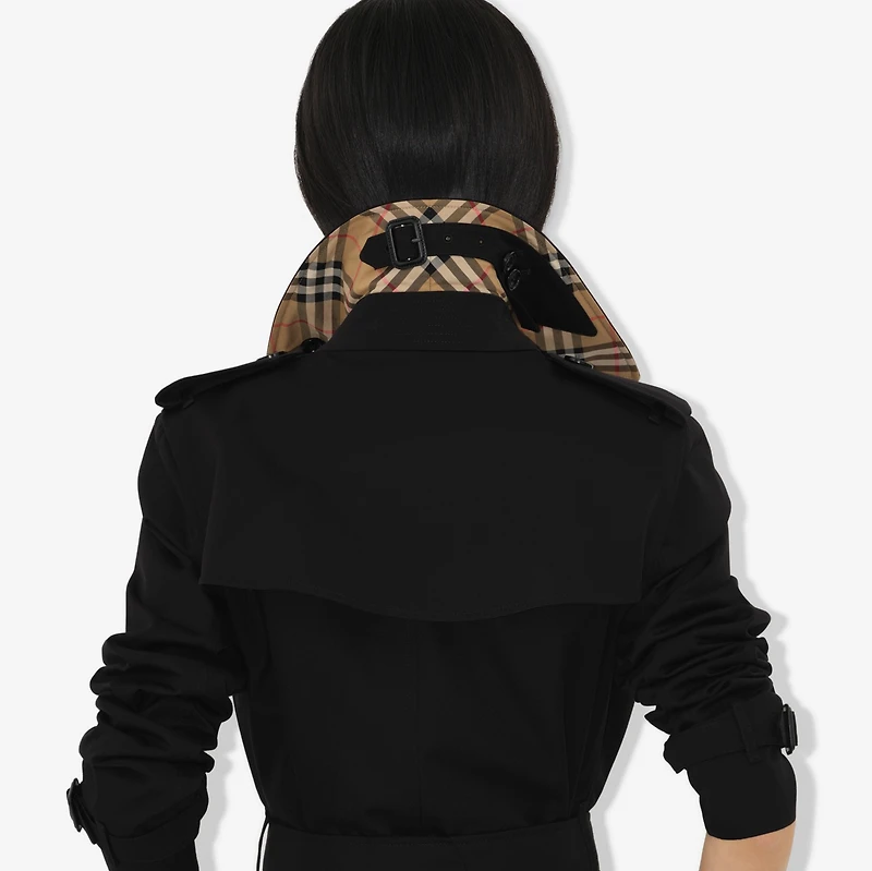 Long Kensington Heritage Trench Coat in Black - Women, Cotton Gabardine | Burberry® Official