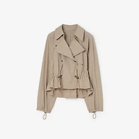 Detachable Hood Stretch Nylon Jacket in Saltmarsh beige - Women | Burberry® Official