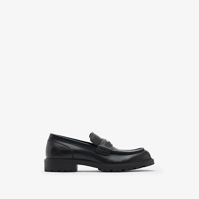 Leather Rogue Loafers in Black - Men | Burberry® Official