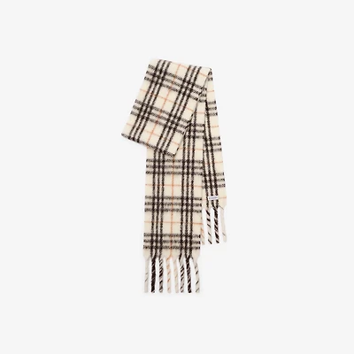 Narrow Check Alpaca Wool Blend Scarf in Pebble grey | Burberry® Official
