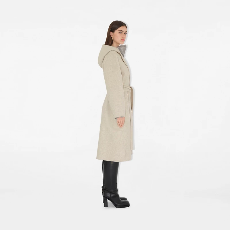 Cashmere Hooded Wrap Coat in Soap - Women | Burberry® Official