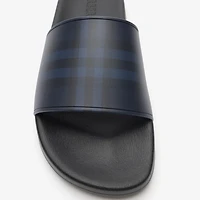 Check Slides in Navy - Men | Burberry® Official