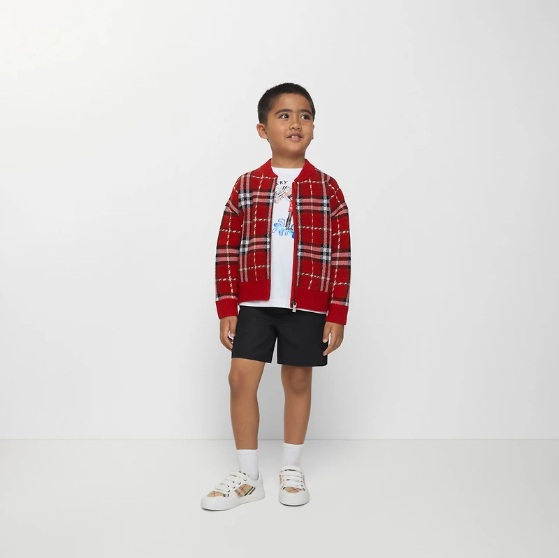 Check Wool Bomber Jacket in Poppy | Burberry® Official