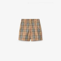 Check Cotton Oxford Shorts in Sand beige | Burberry® Official