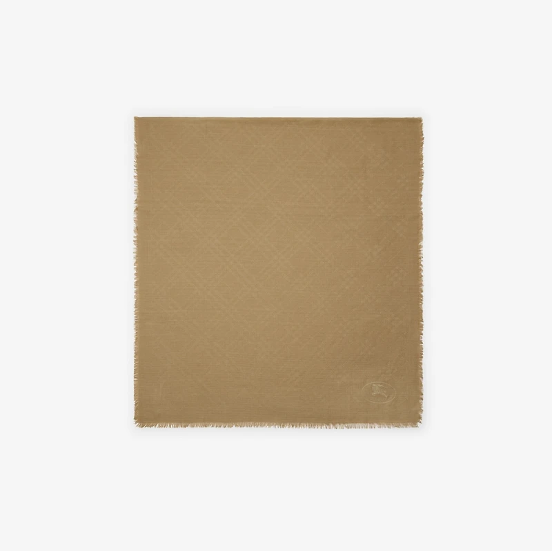 Wide Check Wool Silk Scarf in Sand | Burberry® Official