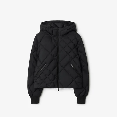 Check-stitch Nylon Delley Puffer Jacket in Black - Women | Burberry® Official