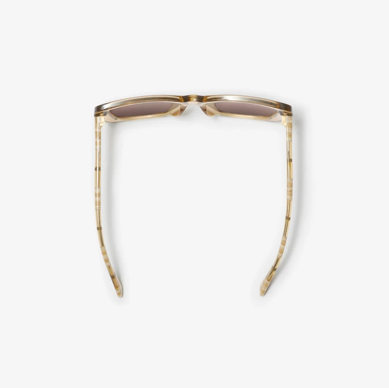 Tubular Check Square Sunglasses​ in Buff - Women | Burberry® Official