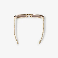 Tubular Check Square Sunglasses​ in Buff - Women | Burberry® Official