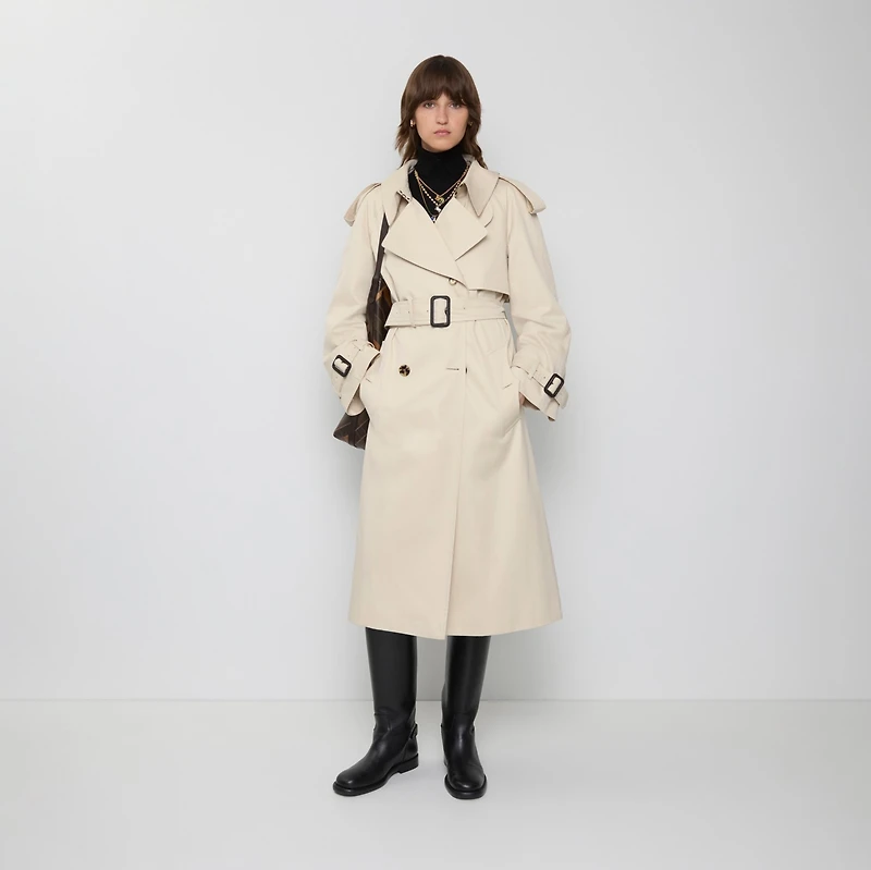 Long Gabardine Fitzrovia Trench Coat in Clam beige - Women | Burberry® Official
