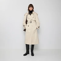 Long Gabardine Fitzrovia Trench Coat in Clam beige - Women | Burberry® Official