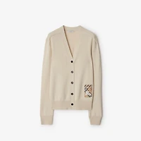 Check Label Wool Cardigan in Nutmeg - Women | Burberry® Official
