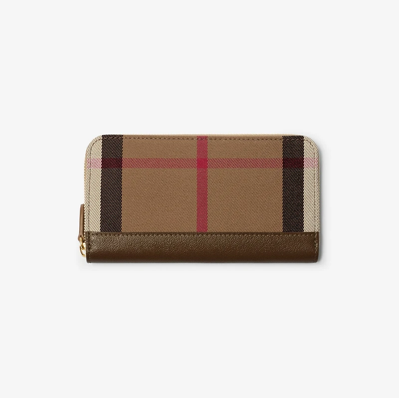 Large Check Zip Wallet in Earth - Women | Burberry® Official