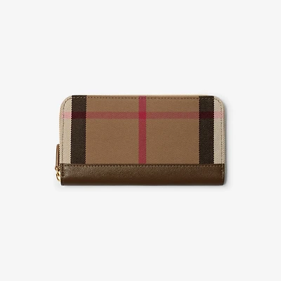Large Check Zip Wallet in Earth - Women | Burberry® Official