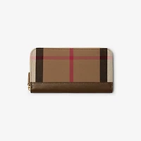 Large Check Zip Wallet in Earth - Women | Burberry® Official