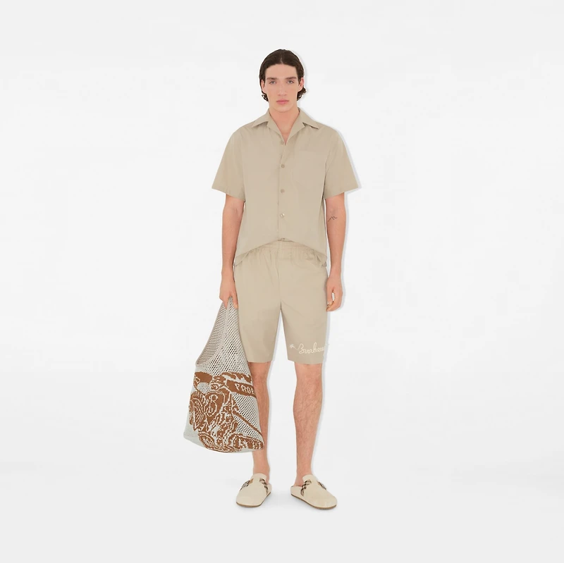 Knot Logo Cotton Shorts in Fossil - Men | Burberry® Official