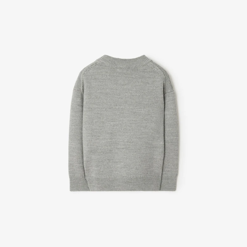 Thomas Bear Wool Sweater in Light grey melange | Burberry® Official