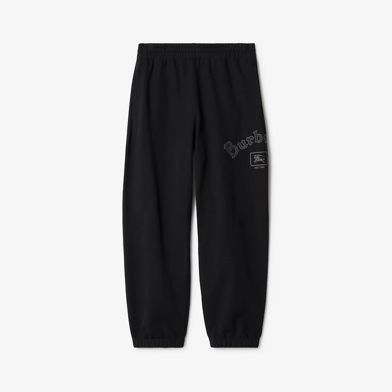 Gothic Logo Cotton Jogging Pants in Black - Men | Burberry® Official