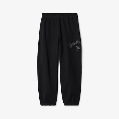 Gothic Logo Cotton Jogging Pants in Black - Men | Burberry® Official