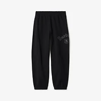 Gothic Logo Cotton Jogging Pants in Black - Men | Burberry® Official