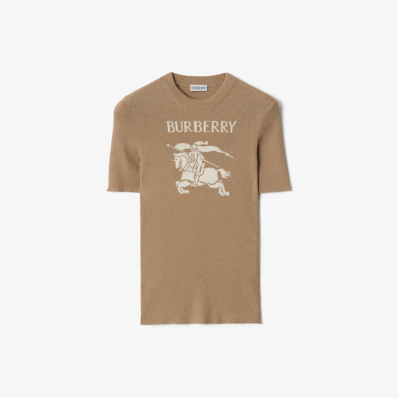 EKD Metallic Wool Blend Top in Archive beige/gold - Women | Burberry® Official