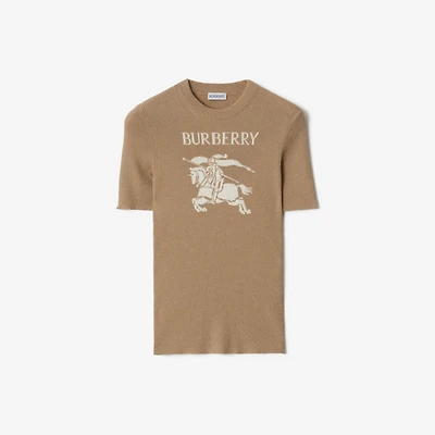 EKD Metallic Wool Blend Top in Archive beige/gold - Women | Burberry® Official