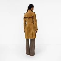 Mid-length Suede Kensington Trench Coat in Tan brown - Women | Burberry® Official