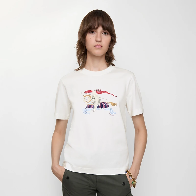 Crystal EKD Cotton T-shirt in Chalk - Women | Burberry® Official
