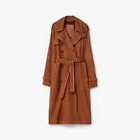 Long Nubuck Castleford Trench Coat in Ginger brown - Women, Leather | Burberry® Official