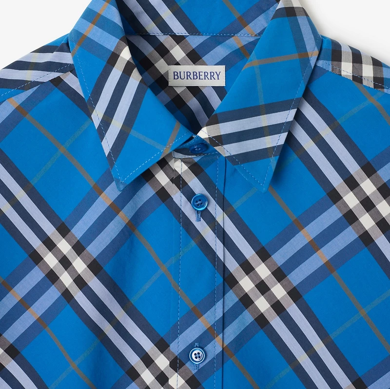 Regular Fit Check Cotton Shirt in Hyacinth blue