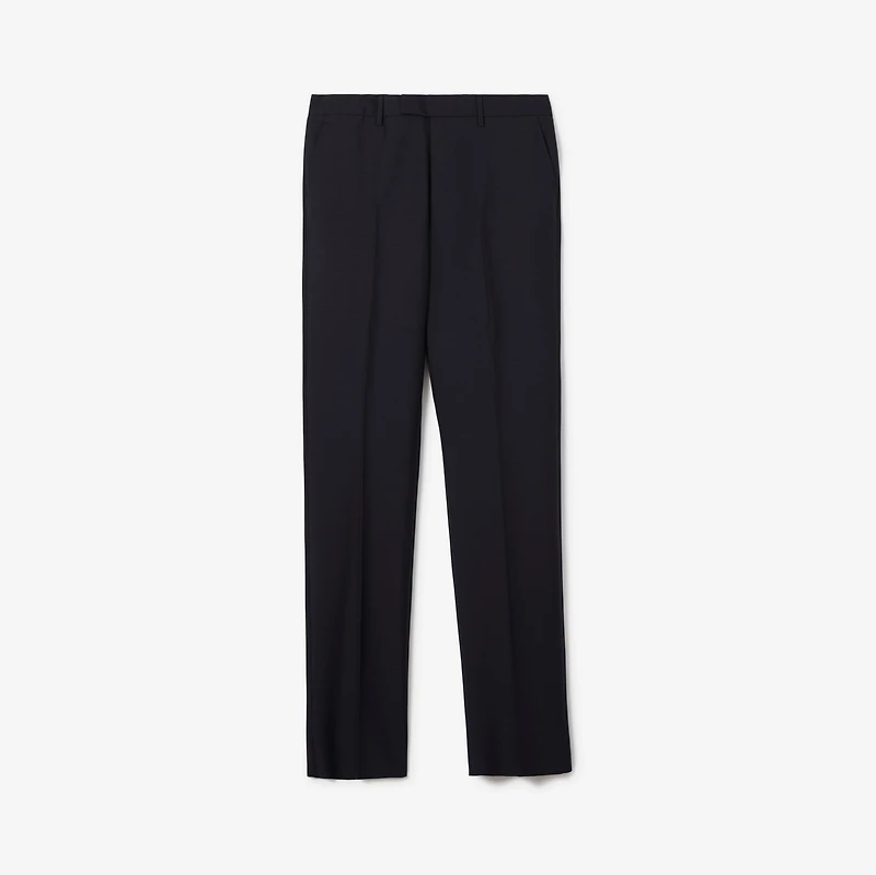Wool Mohair Tailored Trousers in Navy - Men | Burberry® Official