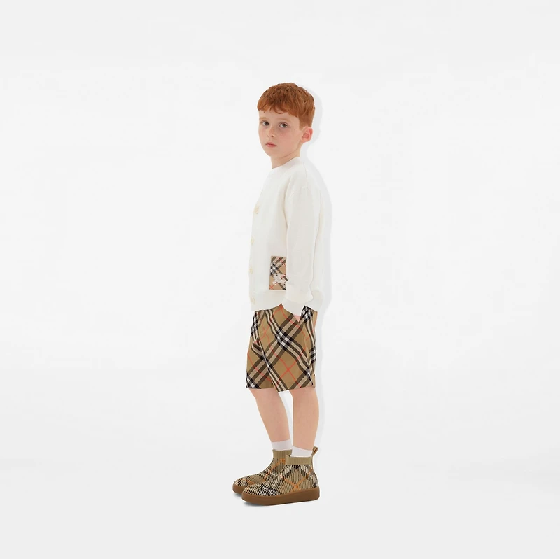 Check Label Wool Cardigan in Ivory | Burberry® Official