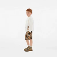 Check Label Wool Cardigan in Ivory | Burberry® Official