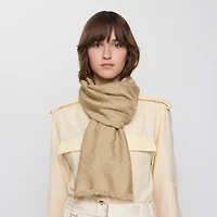 Wide Check Wool Silk Scarf in Sand | Burberry® Official