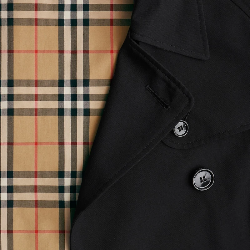 Cropped Gabardine Trench Jacket in Black - Women, Cotton | Burberry® Official