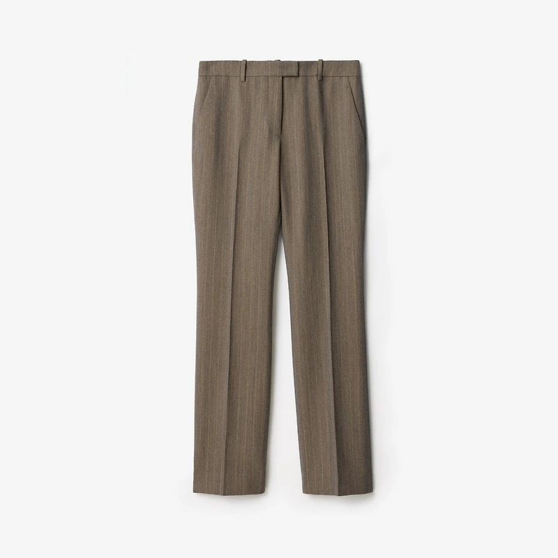 Mouliné Wool Tailored Trousers in Coffee brown melange - Women | Burberry® Official