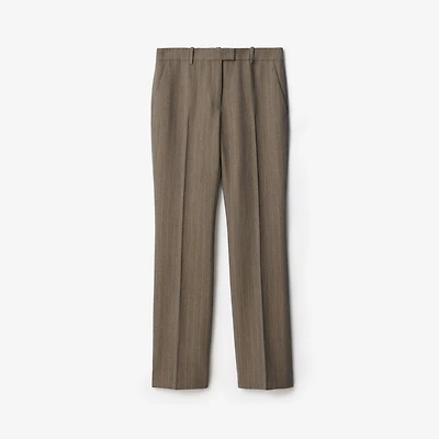 Mouliné Wool Tailored Trousers in Coffee brown melange - Women | Burberry® Official