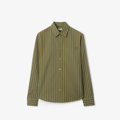 Regular Fit Striped Cotton Shirt in Wreath green - Men | Burberry® Official
